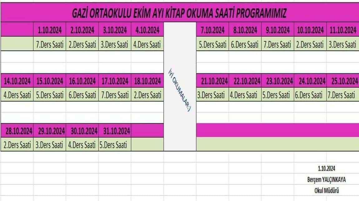 Ekim Ayı Kitap Okuma Saatlerimiz